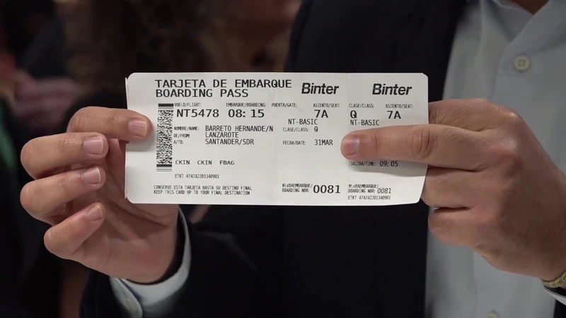 Billete Lanzarote-Santander de la aerol�nea canaria Binter. Foto: Binter